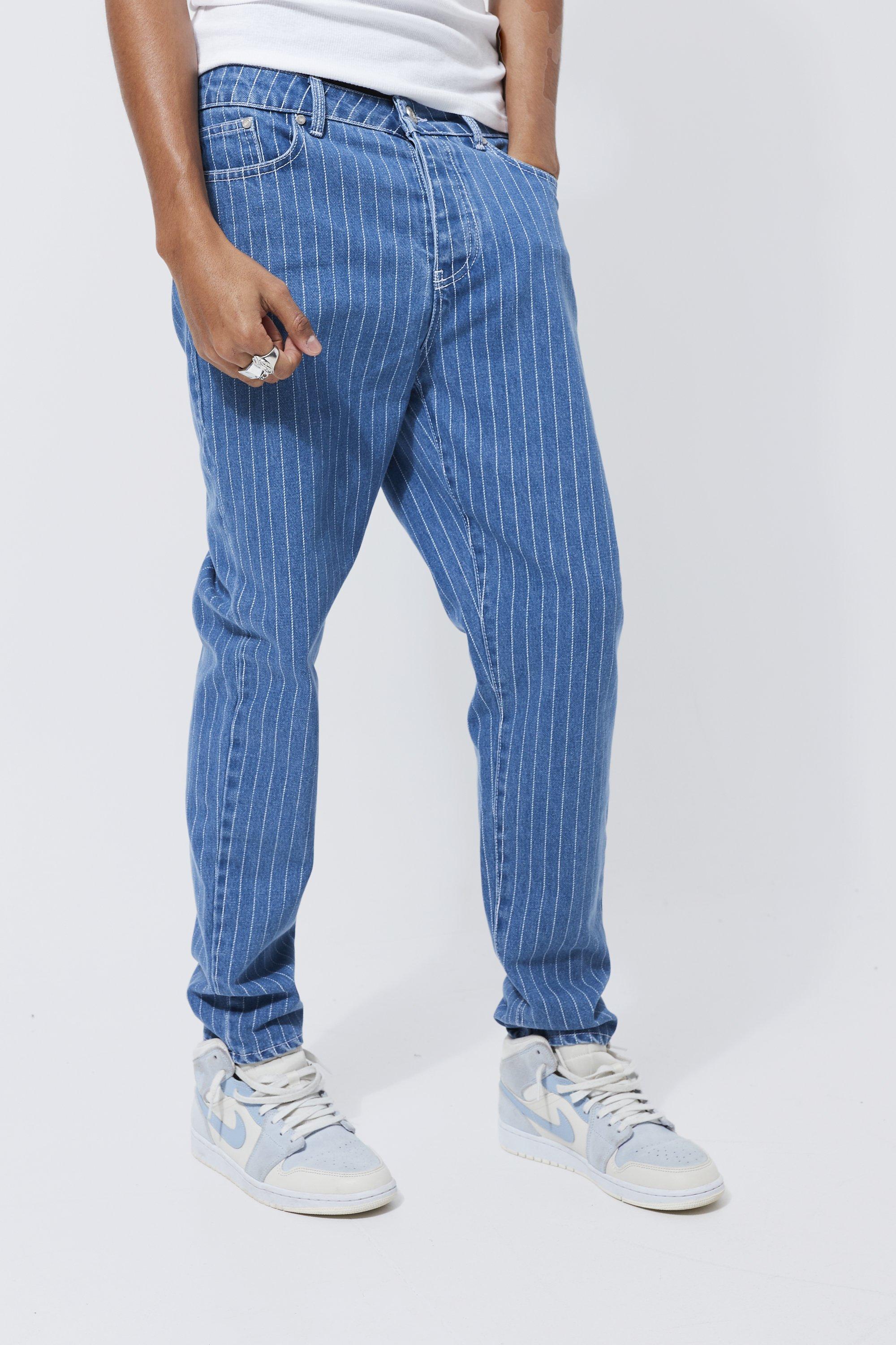 Pinstripe store blue jeans